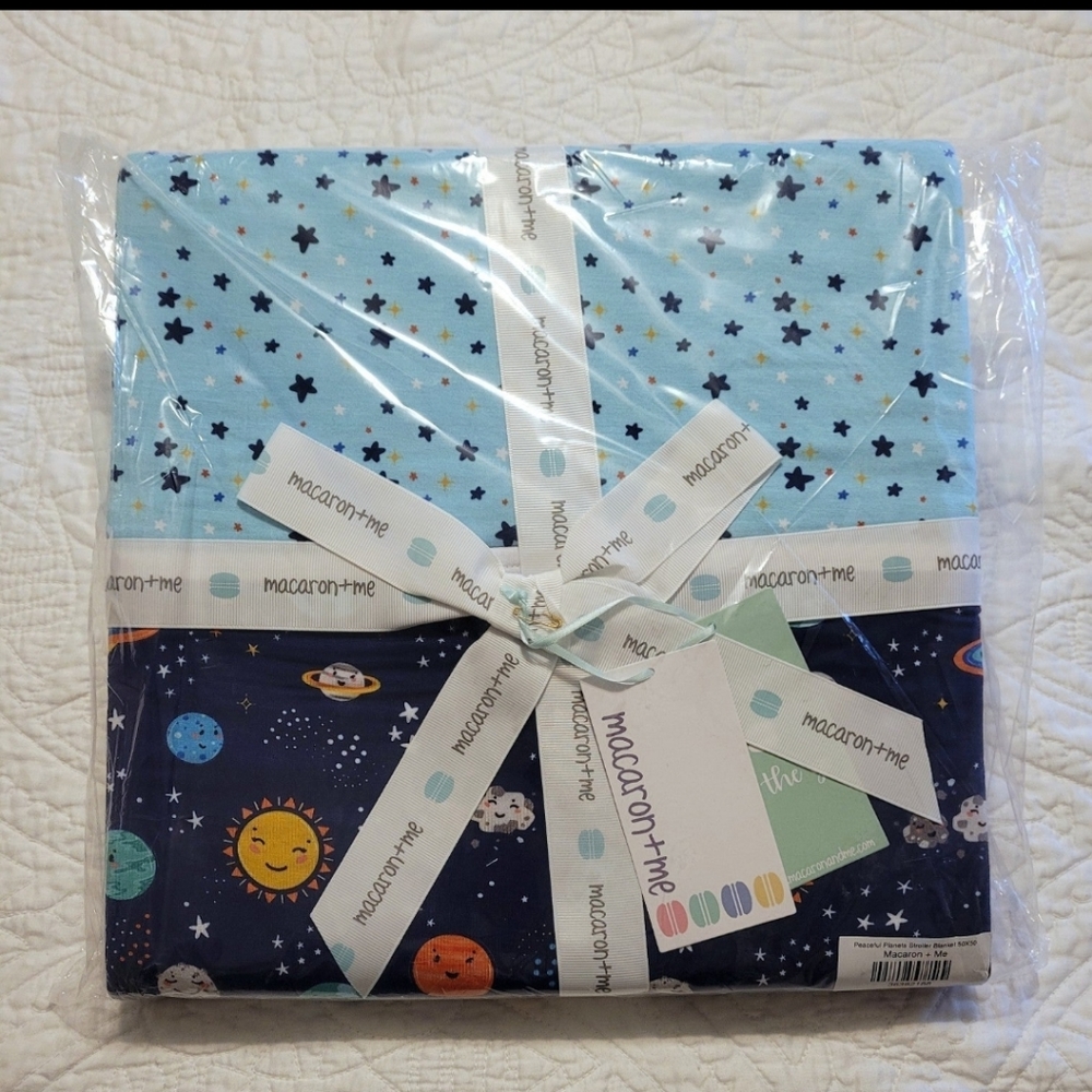 NWT Bamboo stroller blanket 50x50 Planets Space